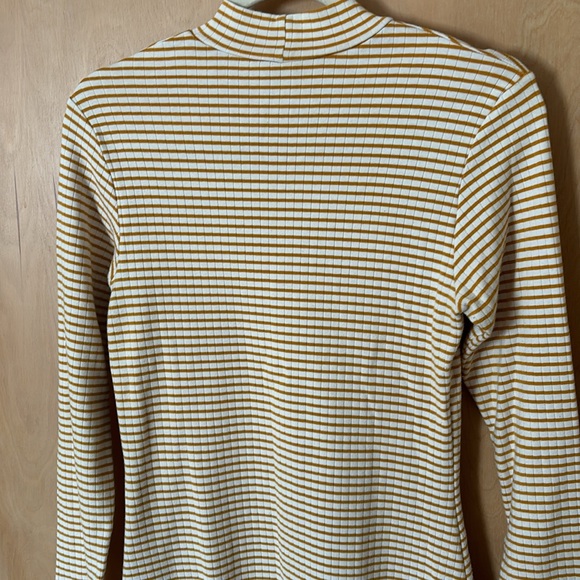 EUC Cream and mustard striped American Apparel mock turtleneck minidress Sz L - Picture 5 of 6
